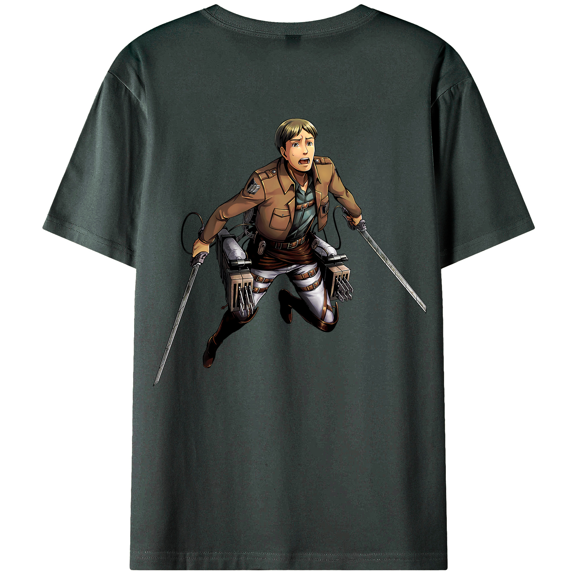 （画像用） 進撃の巨人 Attack on Titan 綿100％ メンズ半袖Tシャツ（バックプリント） 通気性